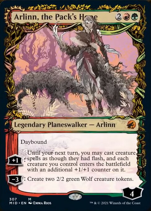 Arlinn, the Pack's Hope / Arlinn, the Moon's Fury (Showcase) (Innistrad: Midnight Hunt) Light Play