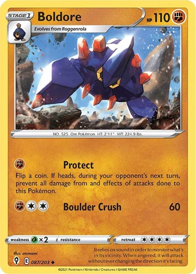 Boldore (SWSH07: Evolving Skies) Light Play Reverse Holofoil