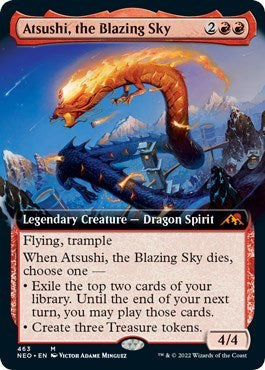 Atsushi, the Blazing Sky (Extended Art) (Kamigawa: Neon Dynasty) Medium Play Foil