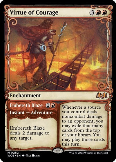 Virtue of Courage (Showcase) (Wilds of Eldraine) Light Play Foil