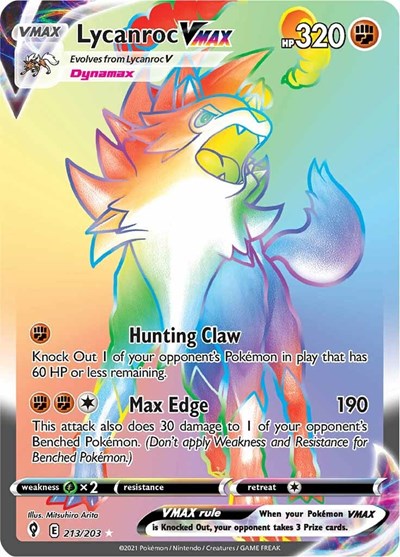 Lycanroc VMAX (Secret) (SWSH07: Evolving Skies) Near Mint Holofoil