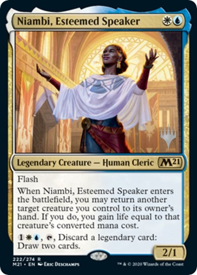 Niambi, Esteemed Speaker (Promo Pack: Core Set 2021) Light Play Foil