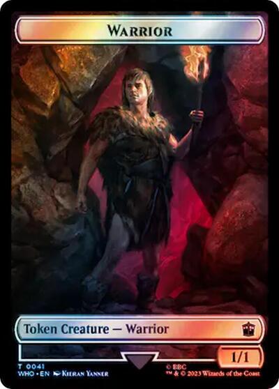 Warrior / Dinosaur Double-Sided Token (Surge Foil) (Universes Beyond: Doctor Who) Light Play Foil