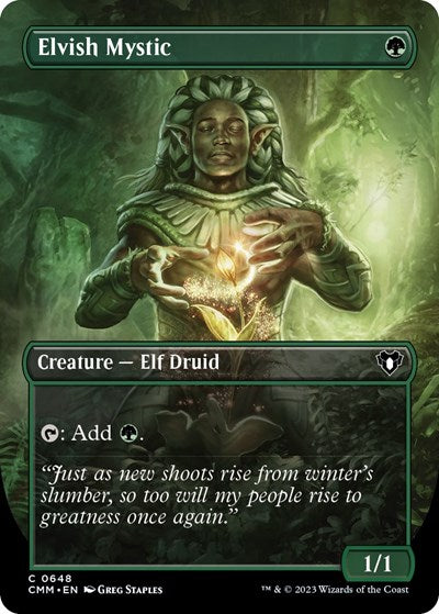Elvish Mystic (Borderless) (Commander Masters) Light Play