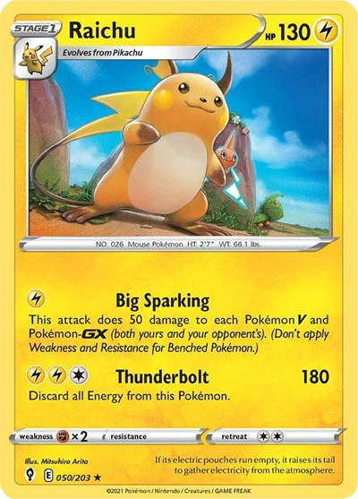 Raichu (SWSH07: Evolving Skies) Light Play Holofoil