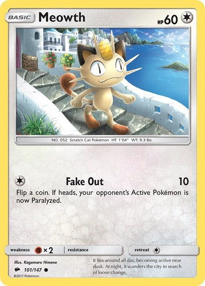 Meowth (SM - Burning Shadows) Light Play Reverse Holofoil