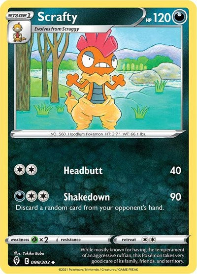 Scrafty (SWSH07: Evolving Skies) Near Mint Reverse Holofoil