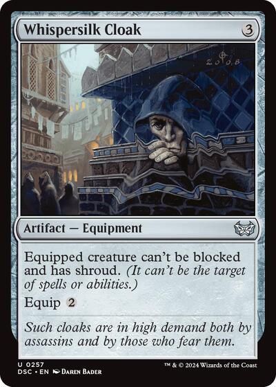Whispersilk Cloak (Commander: Duskmourn: House of Horror) Light Play