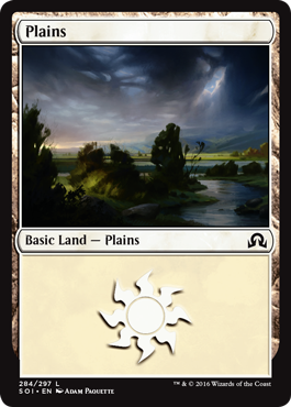 Plains (284) (Shadows Over Innistrad) Medium Play Foil