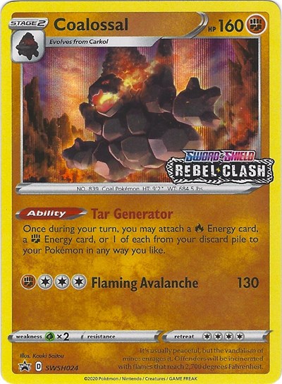 Coalossal - SWSH024 (Prerelease Promo) (SWSH: Sword & Shield Promo Cards) Light Play Holofoil