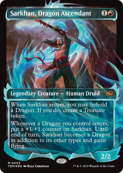 Sarkhan, Dragon Ascendant (Showcase) (Tarkir: Dragonstorm) Light Play Foil