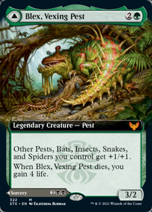 Blex, Vexing Pest / Search for Blex (Extended Art) (Strixhaven) Near Mint Foil