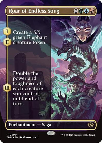 Roar of Endless Song (Borderless) (Tarkir: Dragonstorm) Light Play Foil