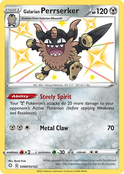 Galarian Perrserker (Shining Fates: Shiny Vault) Near Mint Holofoil