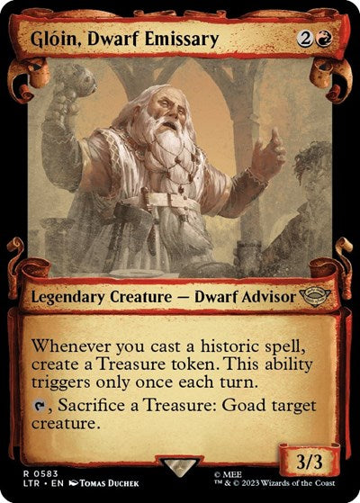 Gloin, Dwarf Emissary (Showcase Scrolls) (Universes Beyond: The Lord of the Rings: Tales of Middle-earth) Light Play Foil
