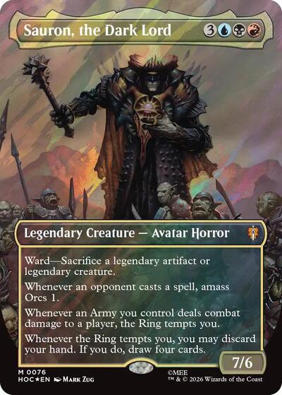 Sauron, the Dark Lord (Borderless) (Surge Foil) (The Hobbit: Eternal-Legal) Light Play Foil
