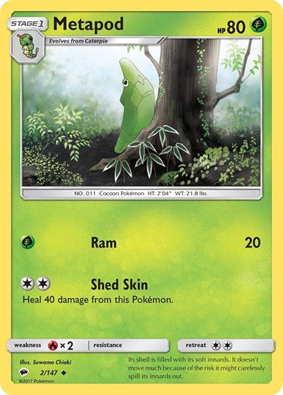 Metapod (SM - Burning Shadows) Near Mint Reverse Holofoil