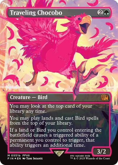 Traveling Chocobo (Borderless) (Neon Ink Pink) (Universes Beyond: FINAL FANTASY) Near Mint Foil