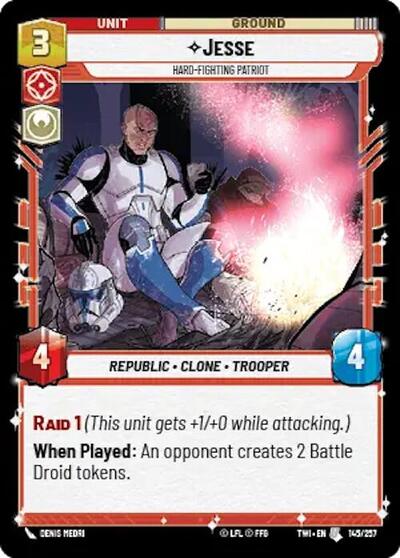 Jesse Hard-Fighting Patriot (Twilight of the Republic) Near Mint Foil