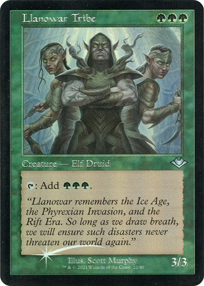 Llanowar Tribe (Retro Frame) (Foil Etched) (Modern Horizons 1 Retro Frames) Light Play Foil