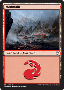 Mountain (264) (Dominaria) Light Play Foil