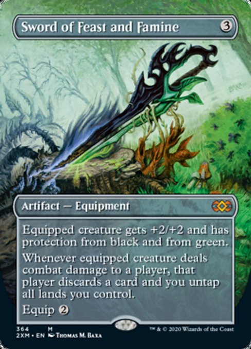 Sword of Feast and Famine (Borderless) (Double Masters) Light Play Foil
