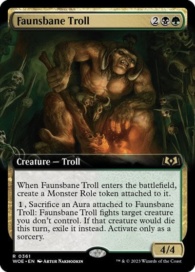 Faunsbane Troll (Extended Art) (Wilds of Eldraine) Damaged / Poor Foil