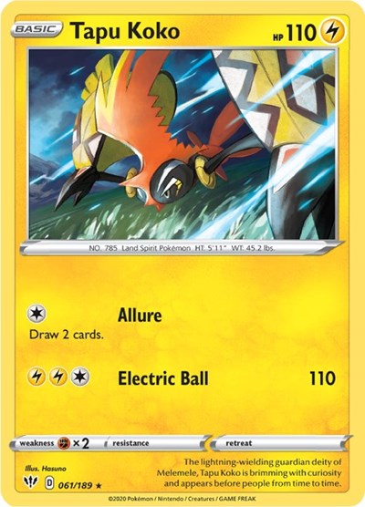 Tapu Koko (SWSH03: Darkness Ablaze) Near Mint Holofoil