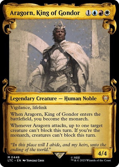 Aragorn, King of Gondor (Showcase Scrolls) (Commander: The Lord of the Rings: Tales of Middle-earth) Light Play Foil