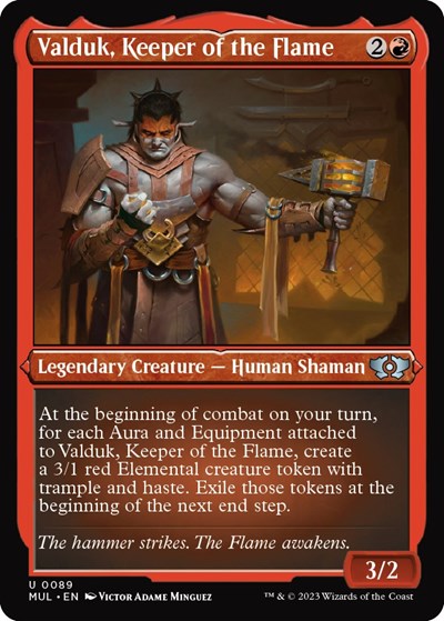 Valduk, Keeper of the Flame (Foil Etched) (March of the Machine: Multiverse Legends) Medium Play Foil
