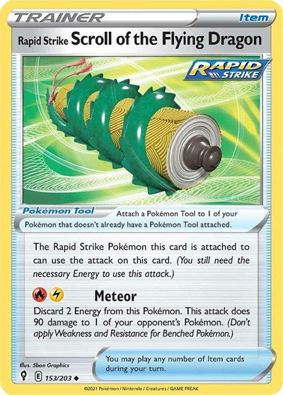 Rapid Strike Scroll of the Flying Dragon (SWSH07: Evolving Skies) Light Play Reverse Holofoil