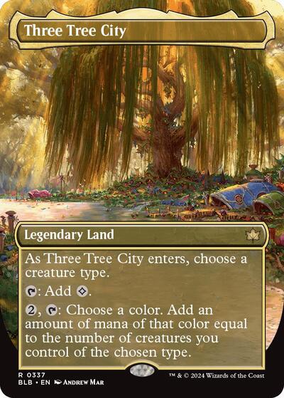 Three Tree City (Borderless) (0337) (Bloomburrow) Light Play Foil