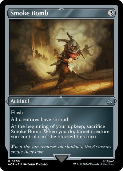 Smoke Bomb (Foil Etched) (Universes Beyond: Assassin's Creed) Light Play Foil
