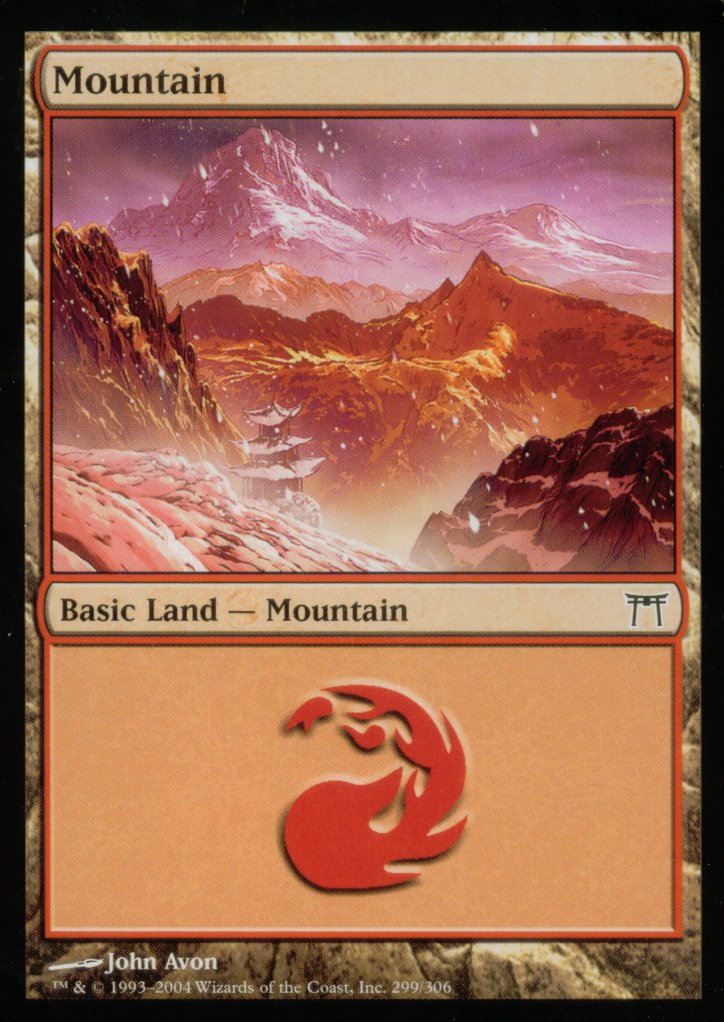 Mountain (299) (Champions of Kamigawa) Medium Play Foil