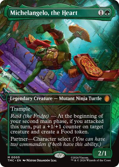 Michelangelo, the Heart (Borderless) (Commander: Teenage Mutant Ninja Turtles) Light Play