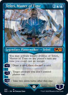 Teferi, Master of Time (291) (Showcase) (Magic 2021 Core Set) Heavy Play Foil