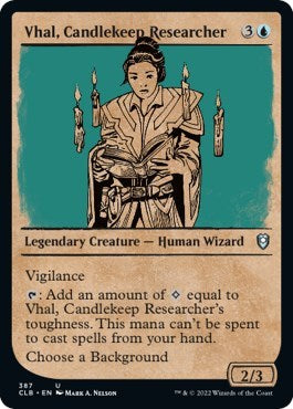 Vhal, Candlekeep Researcher (Showcase) (Commander Legends: Battle for Baldur's Gate) Light Play