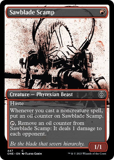 Sawblade Scamp (Showcase) (Step-and-Compleat Foil) (Phyrexia: All Will Be One) Light Play Foil