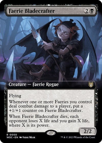Faerie Bladecrafter (Extended Art) (Commander: Wilds of Eldraine) Damaged / Poor