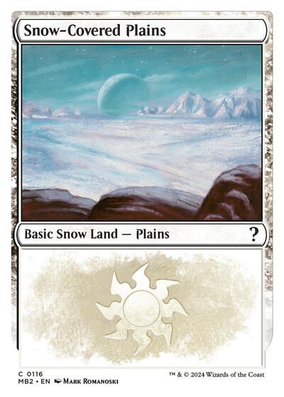 Snow-Covered Plains (White Border) (Mystery Booster 2) Light Play
