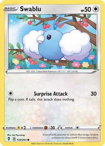 Swablu (SWSH07: Evolving Skies) Light Play Reverse Holofoil
