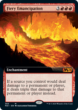 Fiery Emancipation (Extended Art) (Magic 2021 Core Set) Medium Play