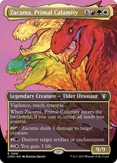 Zacama, Primal Calamity (Borderless) (Commander Masters) Medium Play Foil