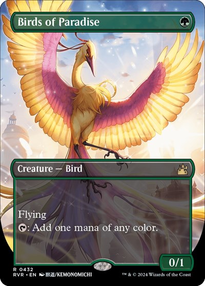 Birds of Paradise (Anime Borderless) (Ravnica Remastered) Light Play Foil