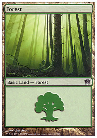 Forest (348) (9th Edition) Light Play Foil