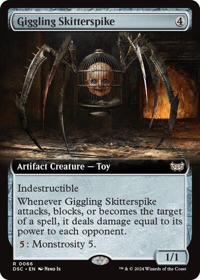 Giggling Skitterspike (Extended Art) (Commander: Duskmourn: House of Horror) Medium Play