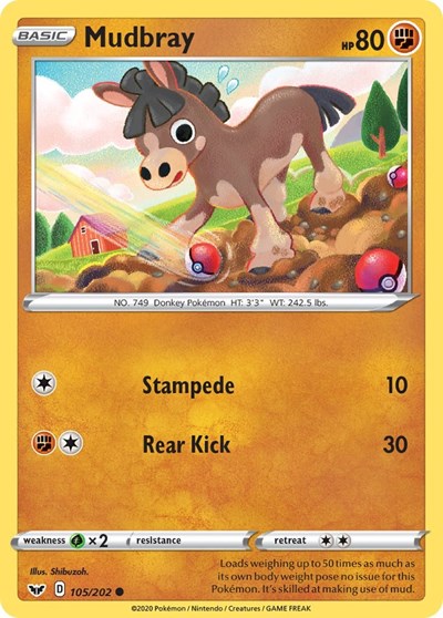 Mudbray (SWSH01: Sword & Shield Base Set) Light Play Reverse Holofoil