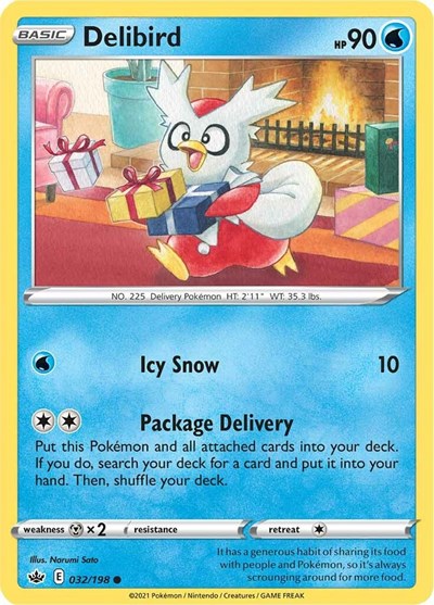 Delibird (SWSH06: Chilling Reign) Light Play Reverse Holofoil