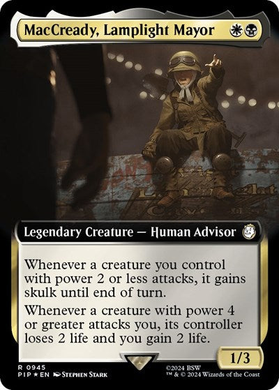 MacCready, Lamplight Mayor (Extended Art) (Surge Foil) (Universes Beyond: Fallout) Medium Play Foil