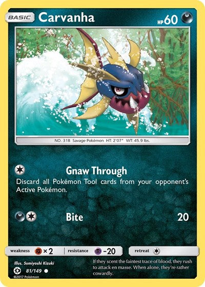 Carvanha (SM Base Set) Light Play Reverse Holofoil